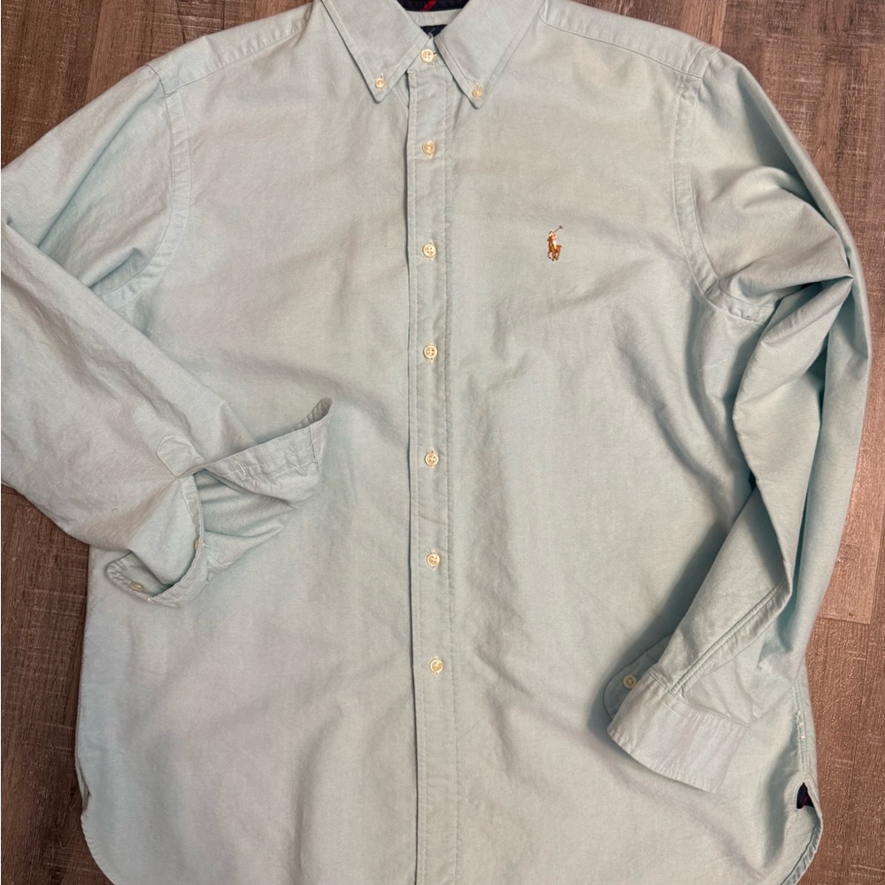 Ralph Lauren Classic Fit Large Blue Button Down Shirt Pony Logo 26x29.5 - Picture 2 of 5